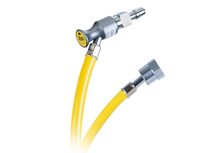 Flexible connection tube in yellow for the central gas supply system